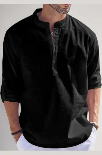 HEMRIN Combo of Men Solid Cotton Blend Straight Kurta Shirt